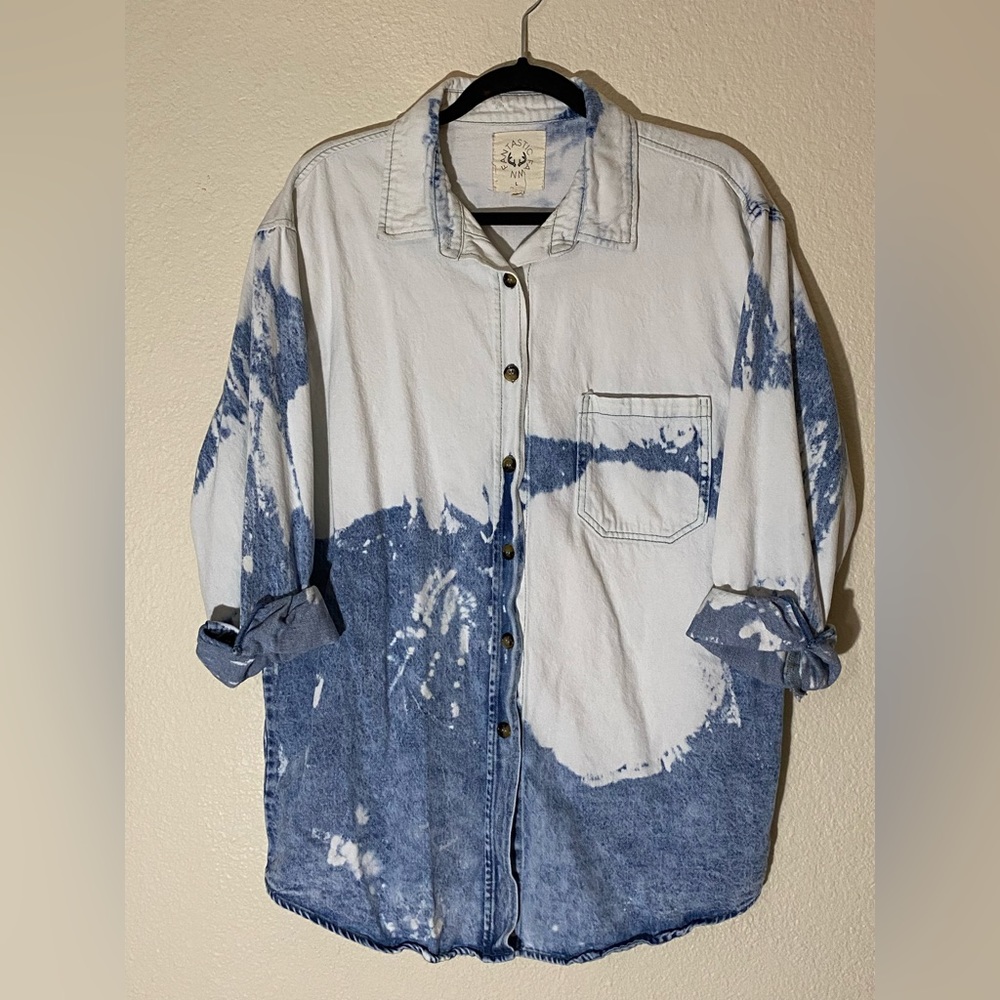 Bleached denim shacket